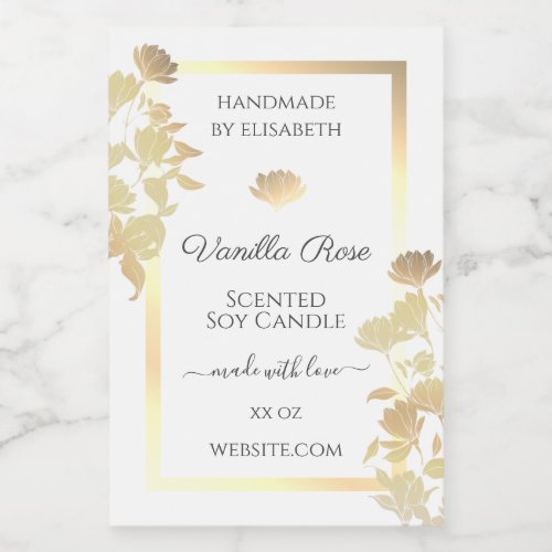 White and Gold Floral Product Packaging Labels 