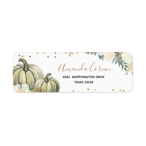 White and Gold Floral Return Address Label