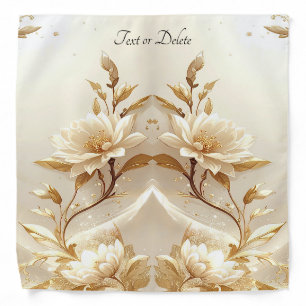 White and Gold Flowers Bandana