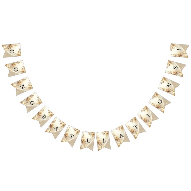 White and Gold Flowers Bunting Flag (All)