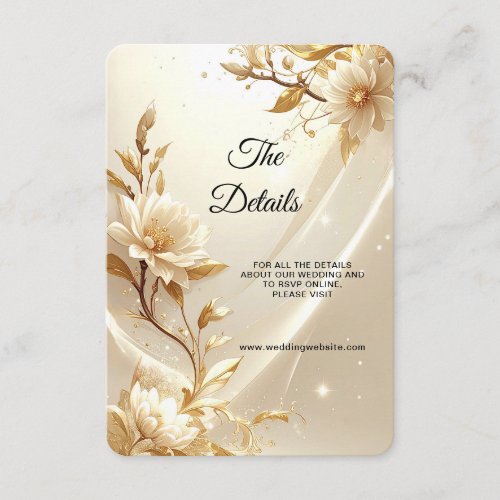White and Gold Flowers Detail Enclosure Card