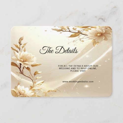 White and Gold Flowers Detail Enclosure Card