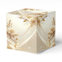 White and Gold Flowers Favor Box