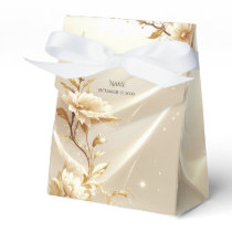 White and Gold Flowers Favor Box