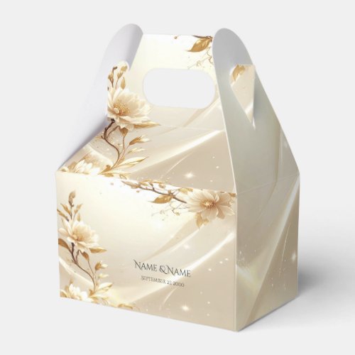 White and Gold Flowers Favor Box