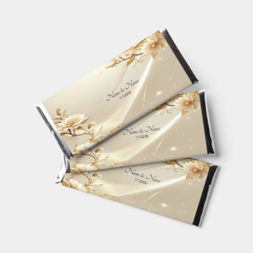 White and Gold Flowers Hershey Bar Favors