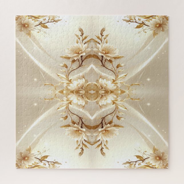 White and Gold Flowers Jigsaw Puzzle (Vertical)