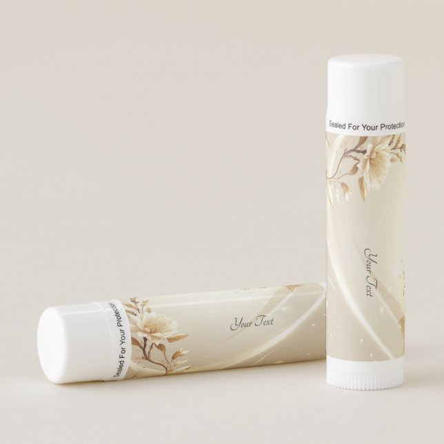 White and Gold Flowers Lip Balm (Front)