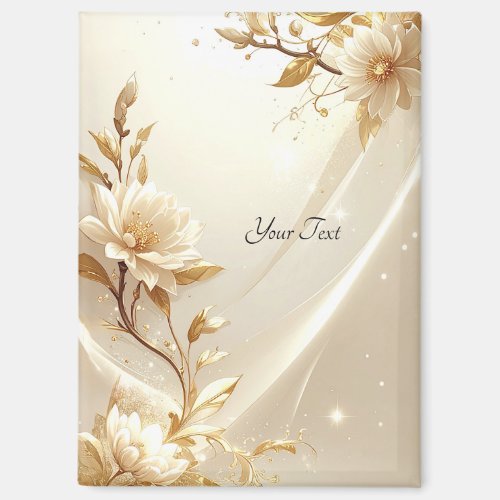 White and Gold Flowers Magnet