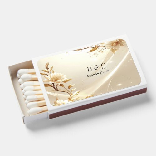 White and Gold Flowers Matchboxes