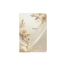 White and Gold Flowers Passport Holder