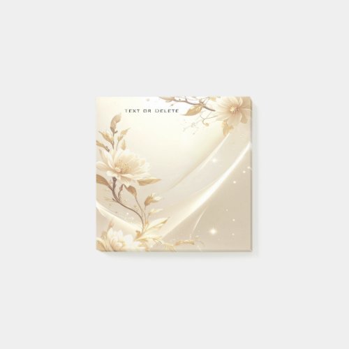 White and Gold Flowers Post it Notes