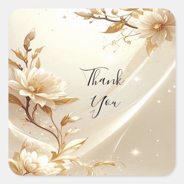 White and Gold Flowers Sticker (Front)