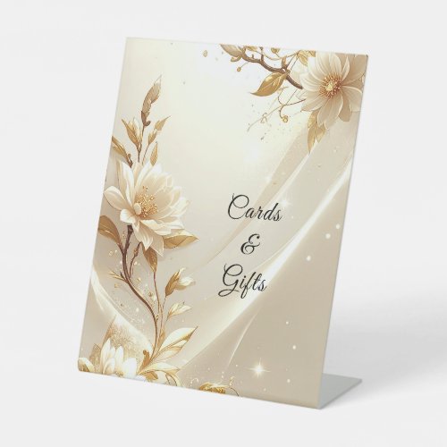 White and Gold Flowers Tabletop Signs