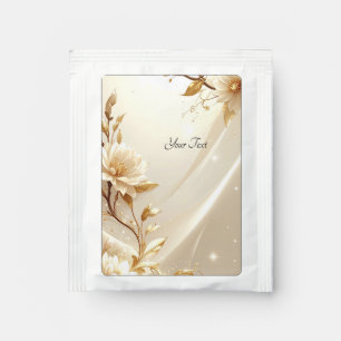 White and Gold Flowers Tea Bag Drink Mix