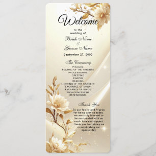 White and Gold Flowers Wedding Program