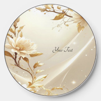 White and Gold Flowers Wireless Charger