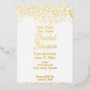 White and Gold Foil Bridal Shower Invitation