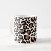 White and Gold Foil Cheetah - Leopard Pattern Coffee Mug (Front Left)