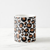 White and Gold Foil Cheetah - Leopard Pattern Coffee Mug (Center)