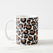 White and Gold Foil Cheetah - Leopard Pattern Coffee Mug (Left)