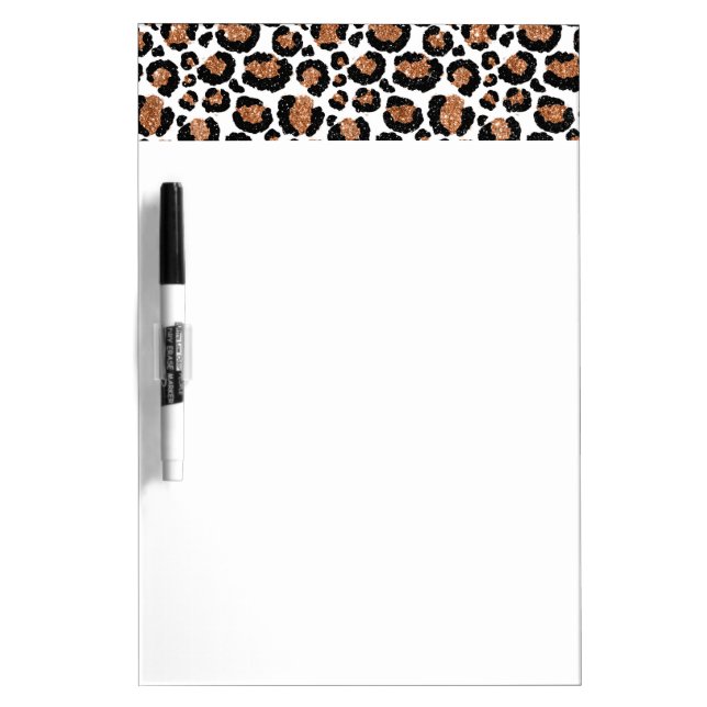 White and Gold Foil Cheetah - Leopard Pattern Dry Erase Board (Front)