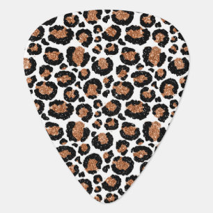 White and Gold Foil Cheetah - Leopard Pattern Guitar Pick
