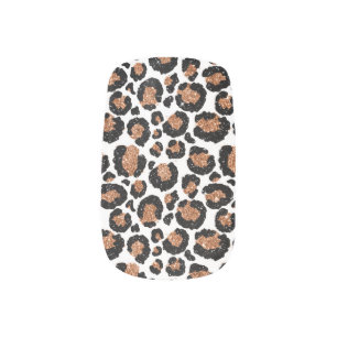 White and Gold Foil Cheetah - Leopard Pattern Minx Nail Art