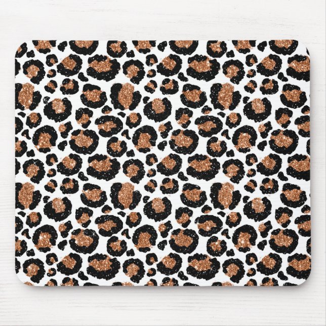 White and Gold Foil Cheetah - Leopard Pattern Mouse Pad (Front)