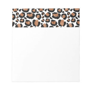 White and Gold Foil Cheetah - Leopard Pattern Notepad