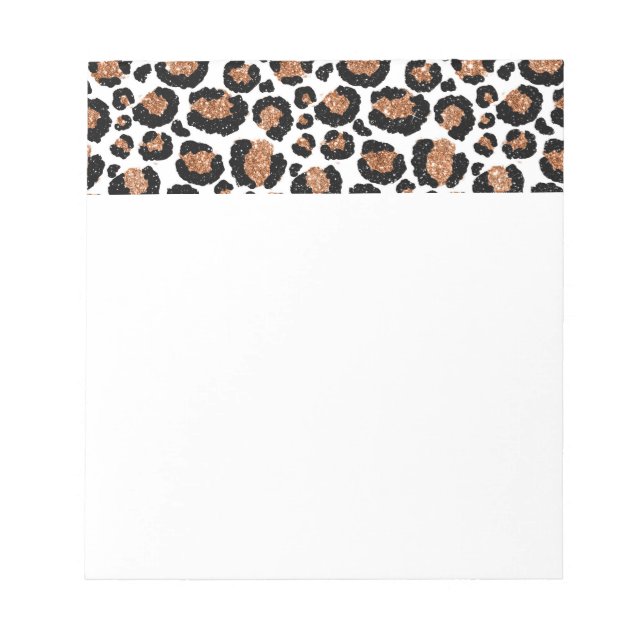 White and Gold Foil Cheetah - Leopard Pattern Notepad (Front)
