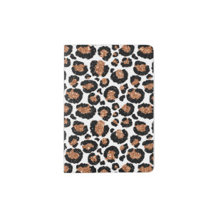 White and Gold Foil Cheetah - Leopard Pattern Passport Holder