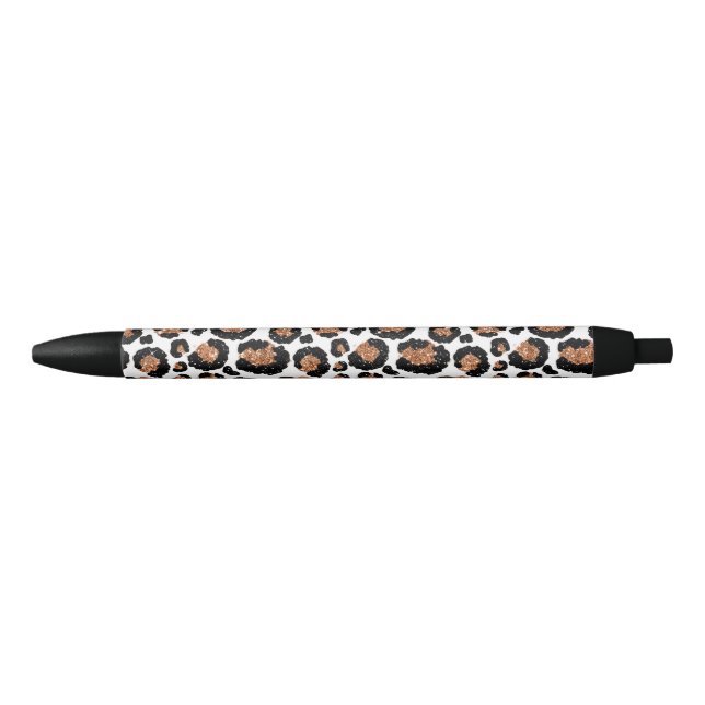 White and Gold Foil Cheetah - Leopard Pattern Pen (Front)