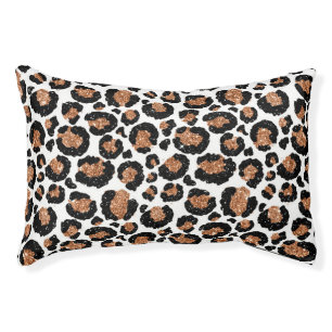 White and Gold Foil Cheetah - Leopard Pattern Pet Bed