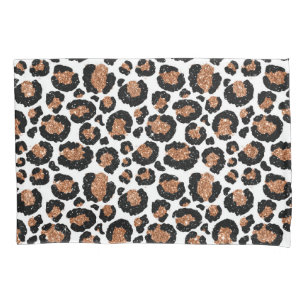 White and Gold Foil Cheetah - Leopard Pattern Pillow Case