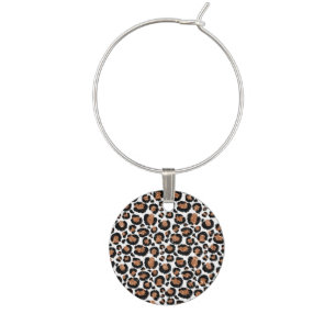 White and Gold Foil Cheetah - Leopard Pattern Wine Charm