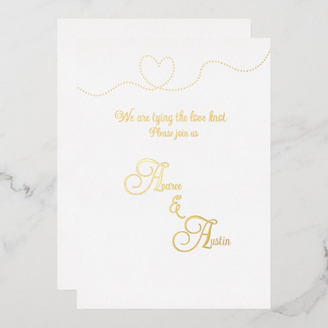 White and Gold Foil  Foil Invitation (Front/Back)
