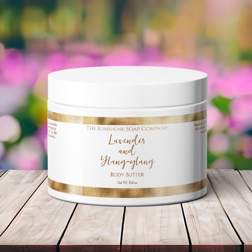 White and Gold Foil Waterproof Cosmetics Jar Label