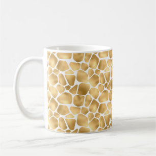 White and Gold Giraffe Print Coffee Mug