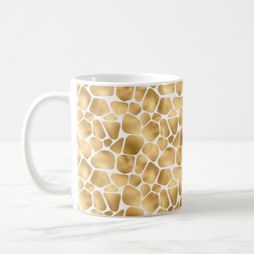 White and Gold Giraffe Print Coffee Mug