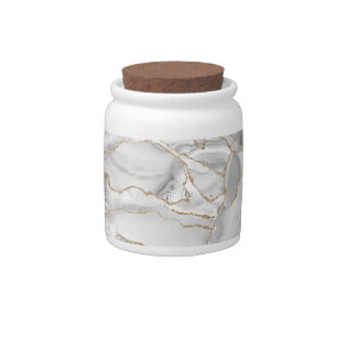 White and gold glitter agate candy jar