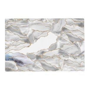 White and gold glitter agate placemat