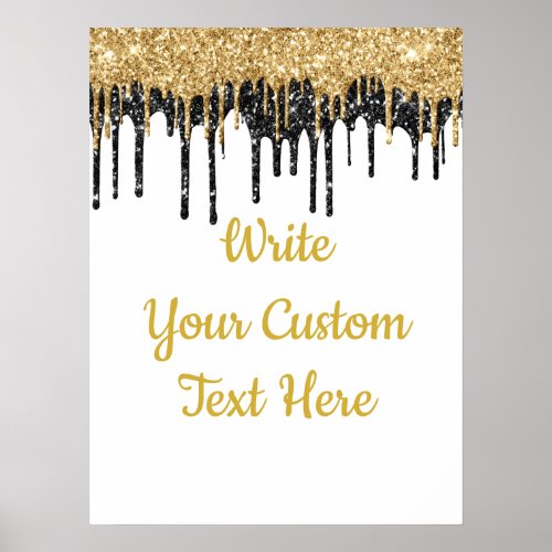 White and Gold Glitter Birthday Party Anniversary Poster