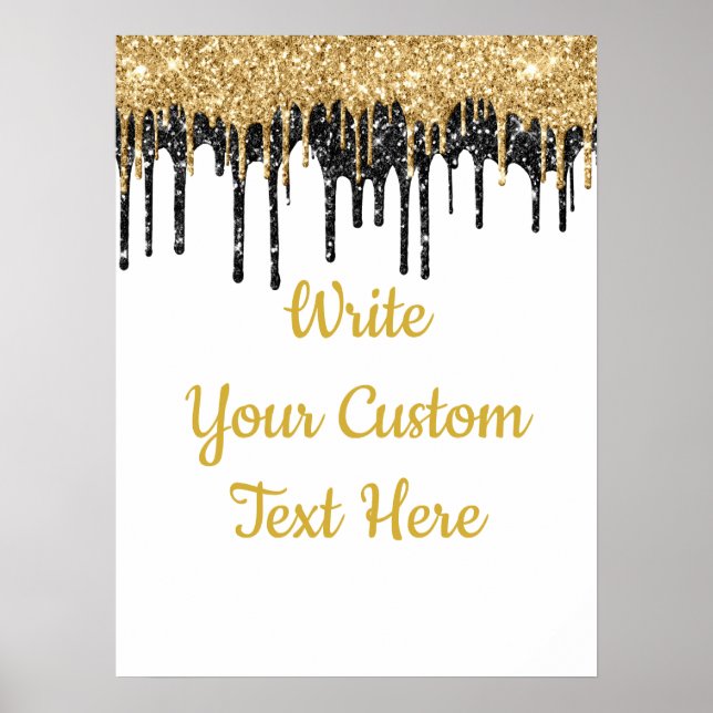 White and Gold Glitter Birthday Party Anniversary Poster (Front)