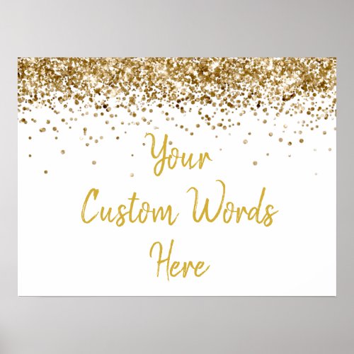 White and Gold Glitter Birthday Party Anniversary Poster