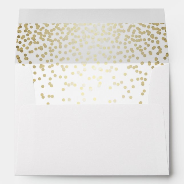 white and gold glitter confetti wedding envelope (Back (Bottom))