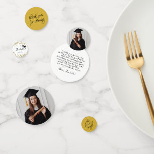 White and Gold Glitter Dust Graduation Thank You Confetti