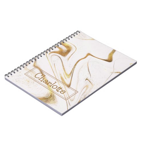 White and Gold Glitter Marble Custom Notebook