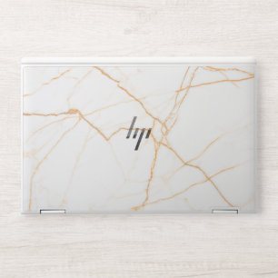 White and gold glitter marble HP laptop skin