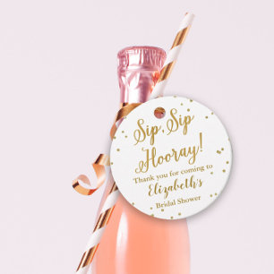 White and gold Glitter Sip Sip bridal shower Favor Tags
